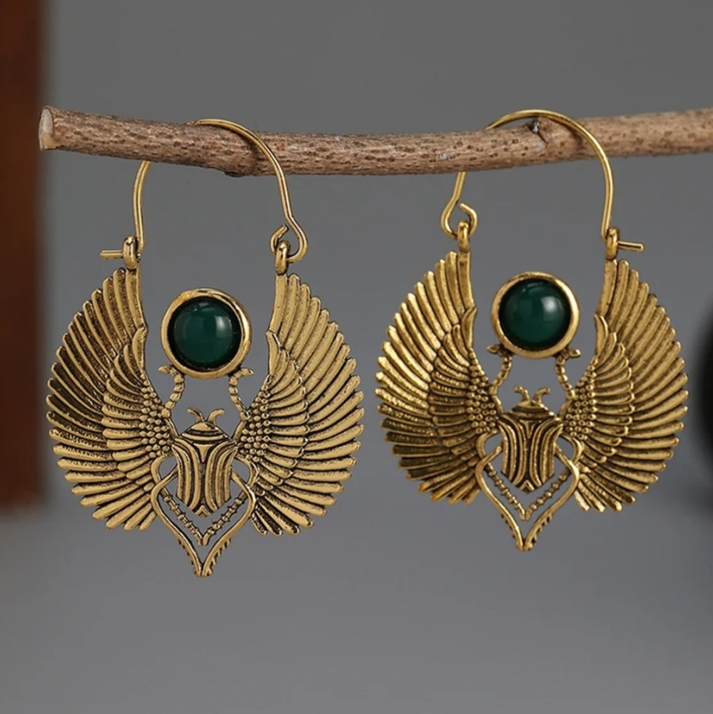 Sacred Ancient Egyptian Beetles Wings🌙 Earrings